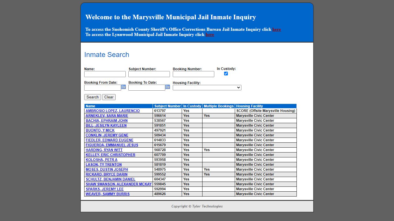 Inmate Search