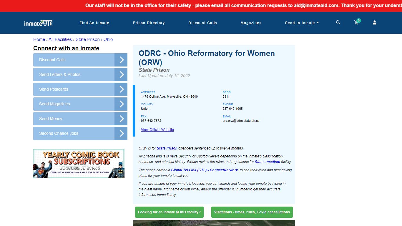 ODRC - Ohio Reformatory for Women (ORW) & Inmate Search ...